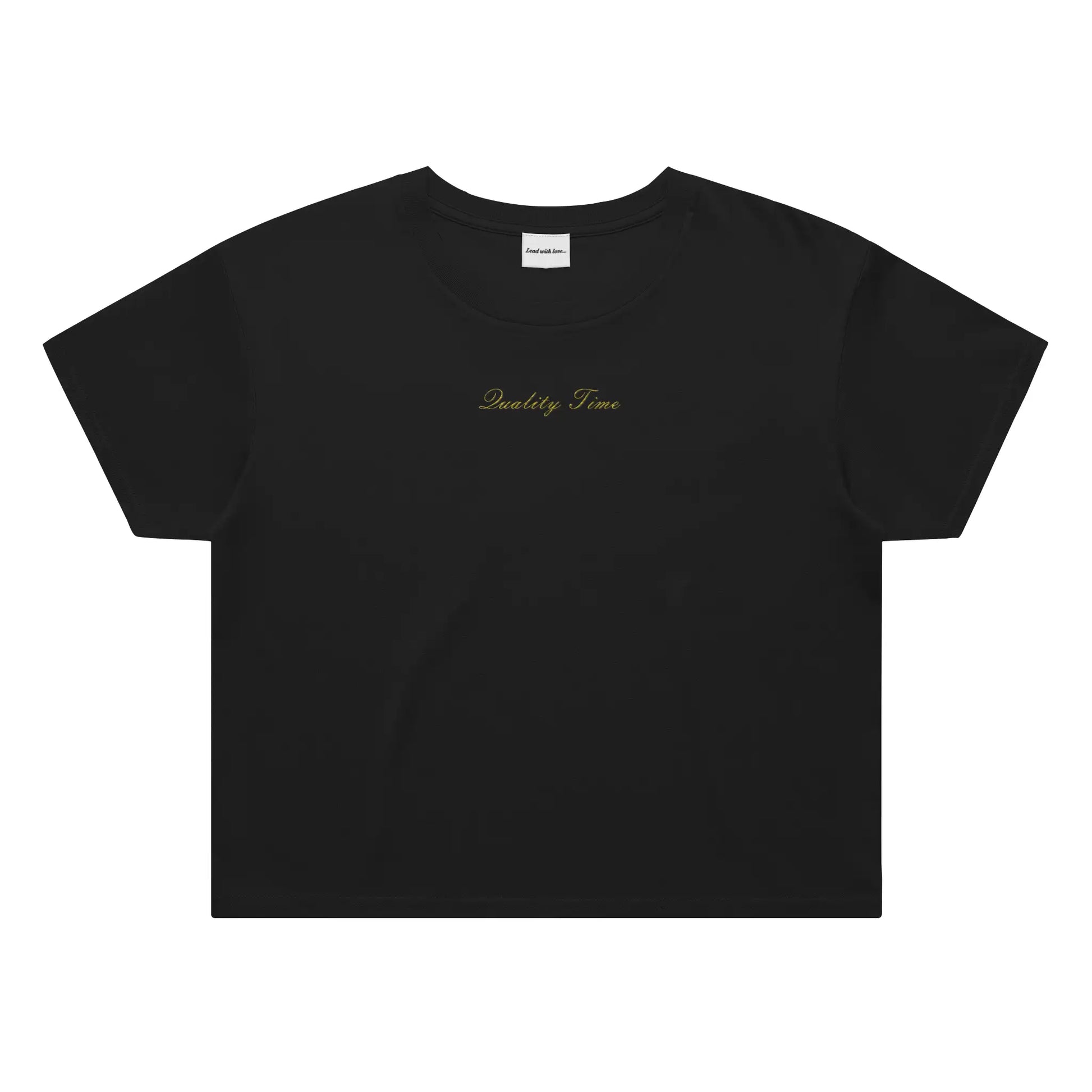 "Quality Time" – Classic Crop Embroidered Tee