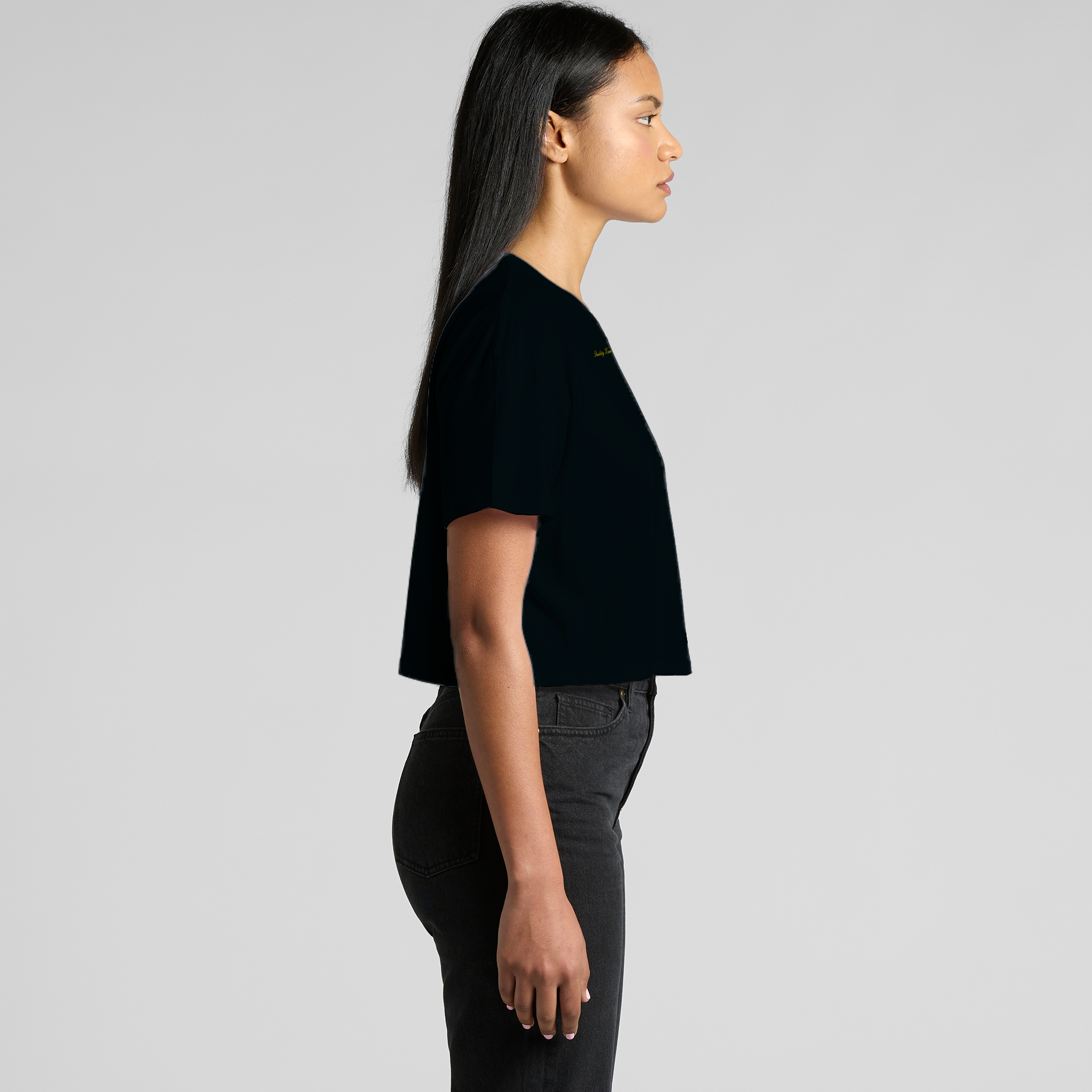 "Quality Time" – Classic Crop Embroidered Tee