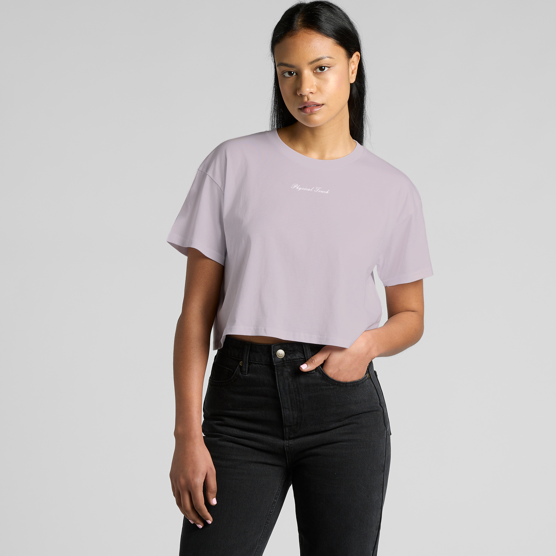 "Physical Touch" – Classic Crop Embroidered Tee
